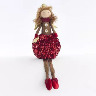 Eurolamp Weihnachtsdekoration sitzende Prinzessin mit rotem Rock in Form eines Pompons, 34 cm, 1 Stück Eurolamp Weihnachtsdekoration sitzende Prinzessin mit rotem Rock in Form eines Pompons, 34 cm, 1 Stück