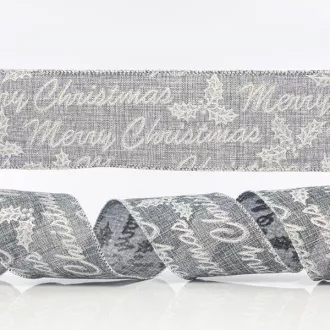 Eurolamp Weihnachtsdekoration graues Band mit Silber Frohe Weihnachten, 6,35 cm, 1 Stück Eurolamp Weihnachtsdekoration graues Band mit Silber Frohe Weihnachten, 6,35 cm, 1 Stück