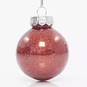 Eurolamp Weihnachtsschmuck rot glänzende Kunststoffkugeln mit Glitter 6 cm, 12er Set