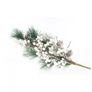Eurolamp Weihnachtsdekoration Zweig mit weißen Beeren und Tannenzapfen, 79 cm, 1 Stück