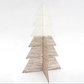 Eurolamp Weihnachtsdekoration goldener weißer Baum 3d dekoriert mit Glitter und Faden, 100 cm, 1 Stk
