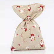 Eurolamp Weihnachtsdekorationstasche beige mit Weihnachtsmannmotiven, 34 x 47 cm, 1 Stück