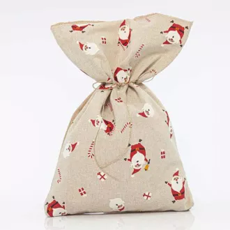 Eurolamp Weihnachtsdekorationstasche beige mit Weihnachtsmannmotiven, 34 x 47 cm, 1 Stück Eurolamp Weihnachtsdekorationstasche beige mit Weihnachtsmannmotiven, 34 x 47 cm, 1 Stück