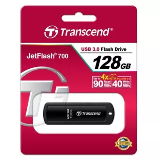 TRANSCEND Flash Disk 128GB JetFlash®700, USB 3.0 (R: 90 / B: 40 MB / s) schwarz TRANSCEND Flash Disk 128GB JetFlash®700, USB 3.0 (R: 90 / B: 40 MB / s) schwarz