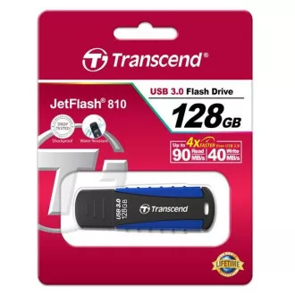 TRANSCEND Flash Disk 128GB JetFlash®810, USB 3.0 (wasserdicht, stoßfest) (R: 90 / B: 40 MB / s) schwarz / blau