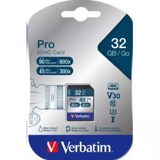 VERBATIM SDHC-Karte 32GB Pro, U3, V30 VERBATIM SDHC-Karte 32GB Pro, U3, V30