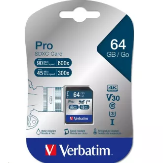 VERBATIM SDXC-Karte 64GB Pro, U3, V30 (R: 90/B: 45 MB/s) VERBATIM SDXC-Karte 64GB Pro, U3, V30 (R: 90/B: 45 MB/s)