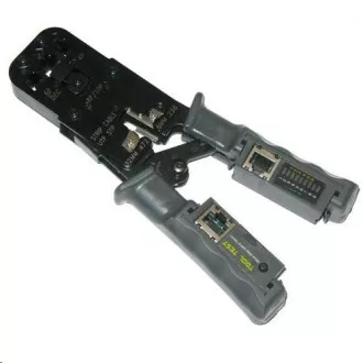 Crimpzange PROFI  mit Zwangssperre für RJ11, RJ12, RJ45 Steckverbinder mit Prüfgerät und LED-Anzeige