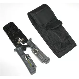 Crimpzange PROFI  mit Zwangssperre für RJ11, RJ12, RJ45 Steckverbinder mit Prüfgerät und LED-Anzeige