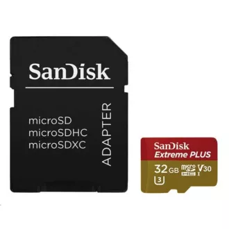 SanDisk MicroSDHC-Karte 32GB Extreme PLUS (10MB/s, UHS-I V30, Rescue Pro Deluxe) + Adapter