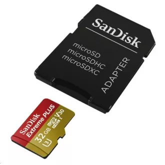 SanDisk MicroSDHC-Karte 32GB Extreme PLUS (10MB/s, UHS-I V30, Rescue Pro Deluxe) + Adapter