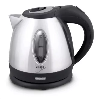 VIGAN WK12X elektrischer Wasserkocher, 1, 2 l, 1630 W, Anti-Kalk-Filter, Edelstahl