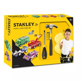 Stanley Jr. U001-K04-T03-SY Satz mit 4 Autos, Schraubendreher und Hammer Stanley Jr. U001-K04-T03-SY Satz mit 4 Autos, Schraubendreher und Hammer