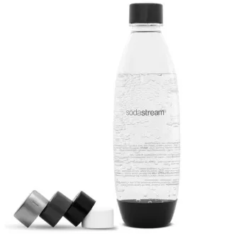 Graue Kappe auf Kunststoff. Flaschen mit 2 Stück SODASTRE