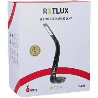 RTL 204 stm.LED Lampe.schwarz Qi 6W RETLUX