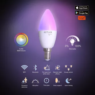 RSH 100 C37 E14 Glühbirne. 4,5W RGB CCT RETLUX