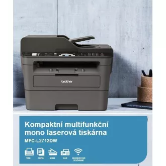 BROTHER Multifunktionslaser MFC-L2712DW - A4, 30ppm, 64MB, 600x600Kopie, USB, WIFI, LAN, 250l, 50ADF, DUPLEX BROTHER Multifunktionslaser MFC-L2712DW - A4, 30ppm, 64MB, 600x600Kopie, USB, WIFI, LAN, 250l, 50ADF, DUPLEX