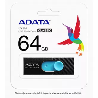 ADATA Flash Disk 16GB UV220, USB 2.0 Dash Drive, schwarz / blau ADATA Flash Disk 16GB UV220, USB 2.0 Dash Drive, schwarz / blau