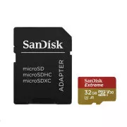 SanDisk MicroSDHC 32GB Extreme Card (100MB/s, Klasse 10 UHS-I V30, für Action-Kameras) + Adapter