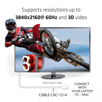 Club3D Aktives USB Typ-C zu HDMI 2.0 4K60Hz UHD Kabel, 1, 8m