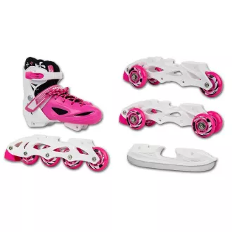 Rollschuhe 4in1 Enero KIDS - rosa und weiß, 34-37