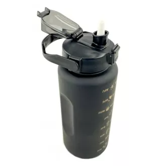 Motivations-Sportflasche 3in1, 2000 ml   900 ml   300 ml, Schwarz