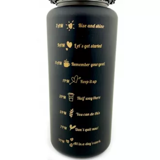 Motivations-Sportflasche 3in1, 2000 ml   900 ml   300 ml, Schwarz