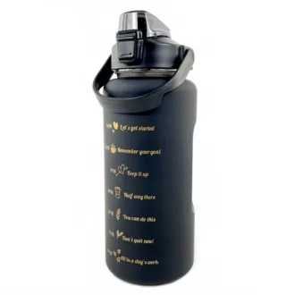 Motivations-Sportflasche 3in1, 2000 ml   900 ml   300 ml, Schwarz
