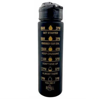 Motivations-Sportflasche 3in1, 2000 ml   900 ml   300 ml, Schwarz