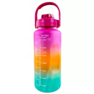Motivations-Sportflasche 3in1, 2000 ml   900 ml   300 ml, Schwarz