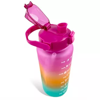Motivations-Sportflasche 3in1, 2000 ml   900 ml   300 ml, Schwarz