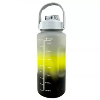 Motivations-Sportflasche 3in1, 2000 ml   900 ml   300 ml, Schwarz