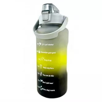 Motivations-Sportflasche 3in1, 2000 ml   900 ml   300 ml, Schwarz
