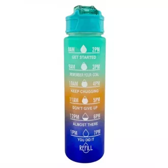 Motivations-Sportflasche 3in1, 2000 ml   900 ml   300 ml, Schwarz