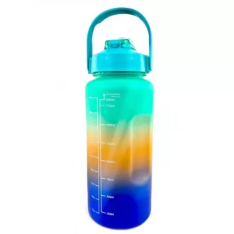 Motivations-Sportflasche 3in1, 2000 ml   900 ml   300 ml, Schwarz