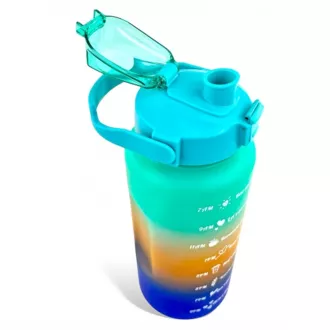 Motivations-Sportflasche 3in1, 2000 ml   900 ml   300 ml, Schwarz