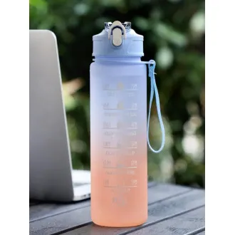 Sportflasche mit Motivationsbeschreibung 1l, Blau