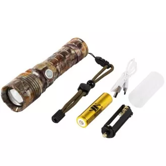 Taktische Taschenlampe Bailong ZOOM CREE LED, tarnfarben