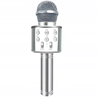 Karaoke bluetooth Mikrofon mit Lautsprecher, Silber