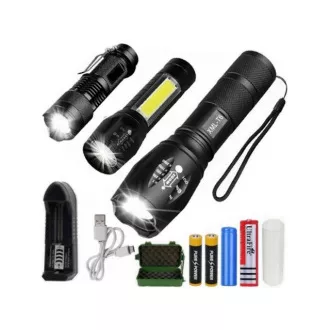 3x LED-Taschenlampe CREE XM-L T6 und Q5 2x ZOOM und XPE   COB