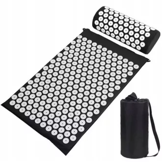 Akupressur PREMIUM Übungsmatte mit Kissen 67x42x2 cm, Schwarz Akupressur PREMIUM Übungsmatte mit Kissen 67x42x2 cm, Schwarz