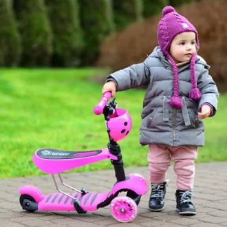 Kinder-Roller 2in1 BERUŠKA mit LED-Rädern, rosa - Unverpackt Kinder-Roller 2in1 BERUŠKA mit LED-Rädern, rosa - Unverpackt