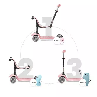 Cariboo Twist 3in1 dreirädriger Scooter mit LED-Rädern, rosa