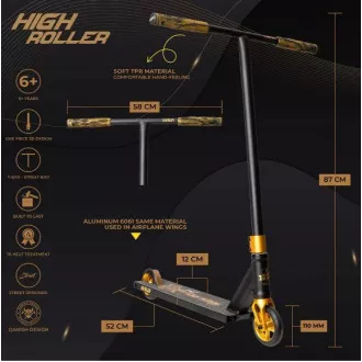 Freestyle Scooter Story High Roller Stunt, Schwarz und Gold