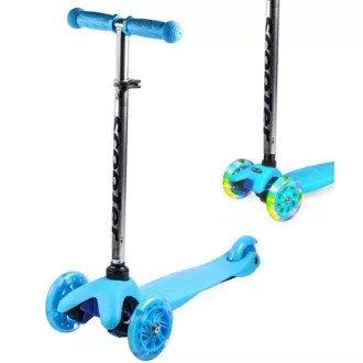 MINI SCOOTER dreirädriger Scooter mit leuchtenden Rädern, blau