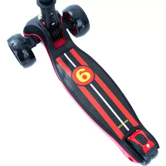 Dreirädriger Kinderroller Story 2in1 Deluxe Mini-Scooter mit Leuchträdern, schwarz und rot