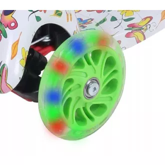 MINI SCOOTER dreirädriger Roller mit beleuchteten Rädern, Schmetterlinge