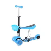 MINI SCOOTER 2in1 dreirädriger Scooter mit LED-Rädern, blau