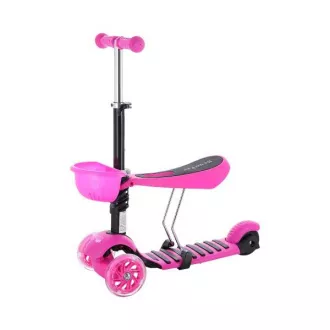 MINI SCOOTER 2in1 dreirädriger Scooter mit LED-Rädern, rosa MINI SCOOTER 2in1 dreirädriger Scooter mit LED-Rädern, rosa