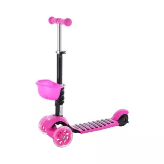 MINI SCOOTER 2in1 dreirädriger Scooter mit LED-Rädern, rosa MINI SCOOTER 2in1 dreirädriger Scooter mit LED-Rädern, rosa